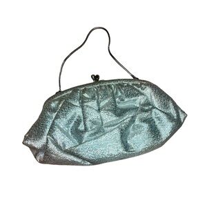 Vintage Silver Clutch Handbag With Attached Coin Purse